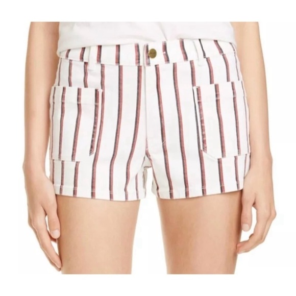NWT FRAME DENIM Le Bardot Striped Denim Shorts